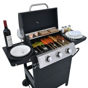 Propane Gas Grill 4 Burner Barbecue Grill, Stainless Steel 34,000 BTU Patio Garden Barbecue Grill with Two Shelves, Lid, Wheels and Bottle Opener Propane Gas Grill 4 Burner Barbecue Grill, Stainless Steel 34,000 BTU Patio Garden Barbecue Grill with Two Shelves, Lid, Wheels and Bottle Opener